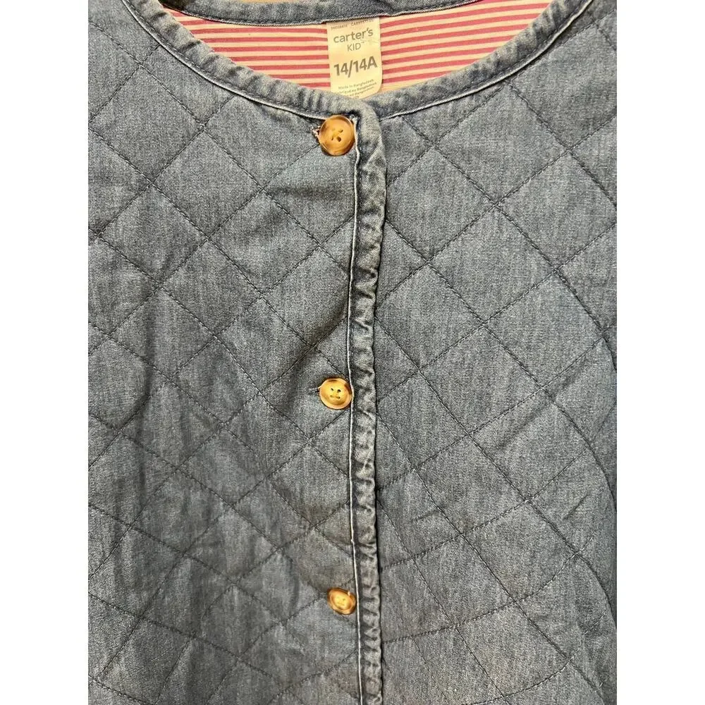 NWT❤️Carter’s Kid Quilted Denim Coat sz14